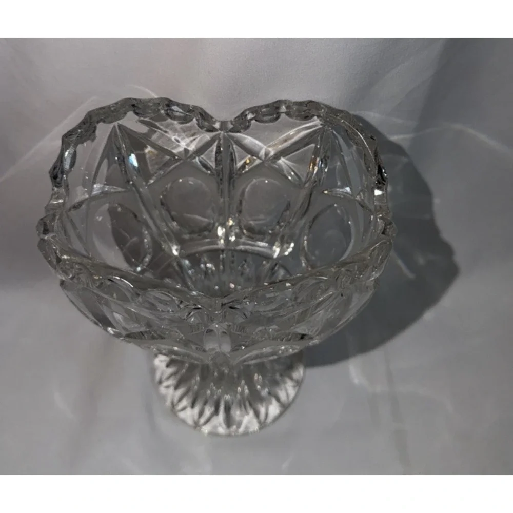 Vintage Echt Bleikristall Hand-cut Lead Crystal Heart Pedestal Vase